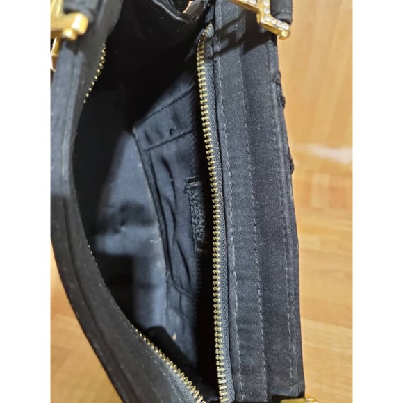 Authentic Versace Couture 90s Gianni Black Satin Gold & Rhinestone Medus… - Picture 9 of 12